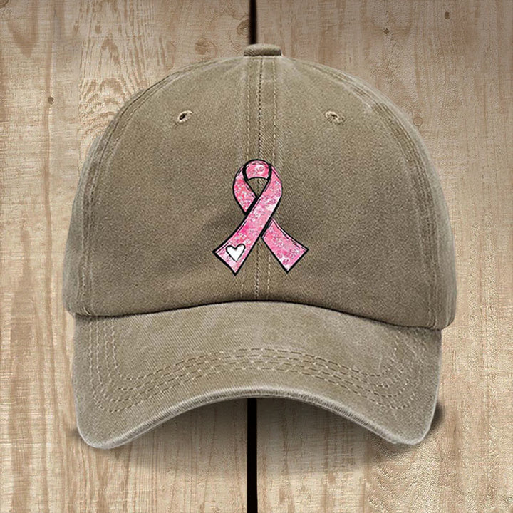 Christianartworkshop God's Healing Prayers Pink Ribbon Hat: Faith Warrior for Cancer Awareness - Khaki - image 6