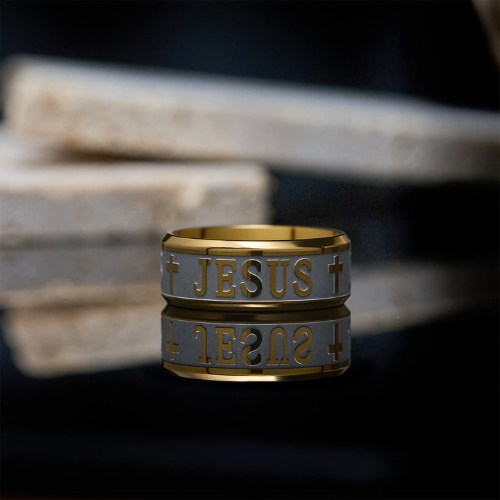 Christianartworkshop Titanium Steel Ring with Laser engraving "JESUS" - image 13