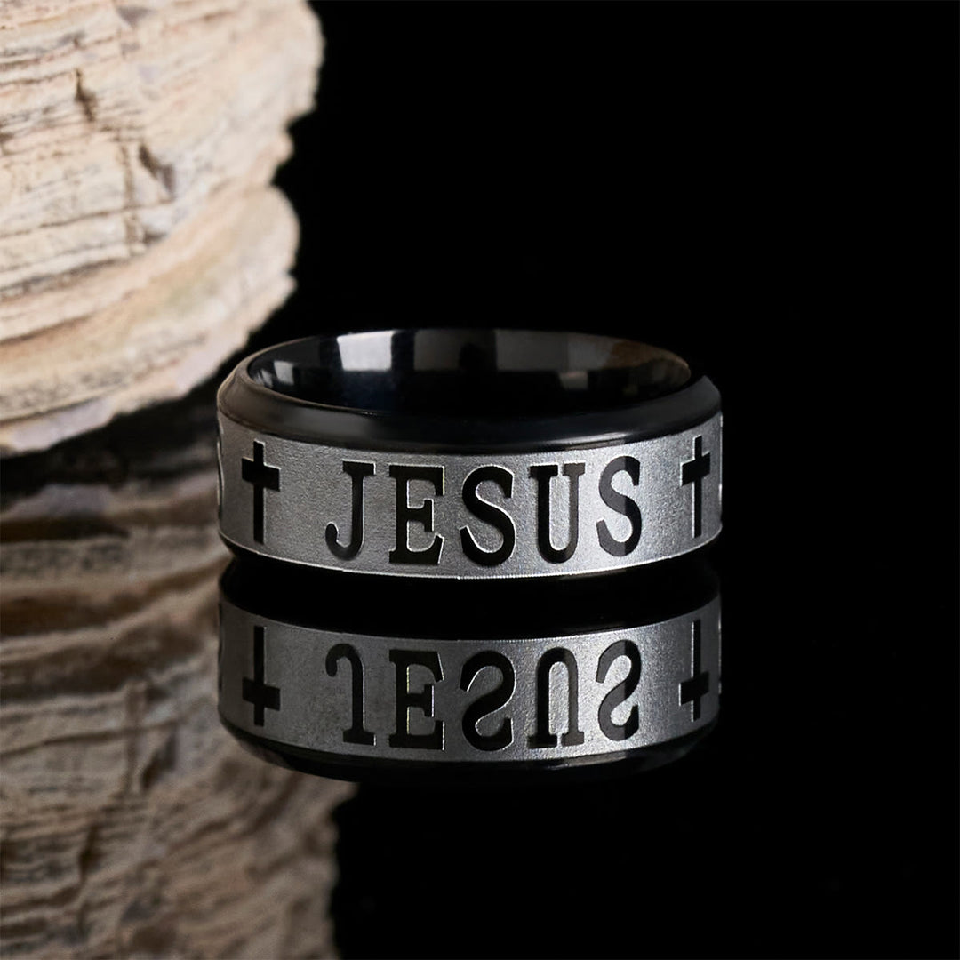 Christianartworkshop Titanium Steel Ring with Laser engraving "JESUS" - image 10