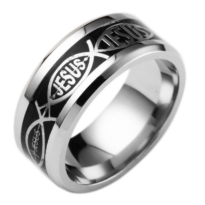 FREE Today: Rustic Ichthys Jesus Fish Sparkle Ring - Faith and Devotion - Black - US 13 - image 8