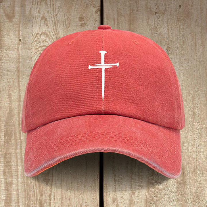 Christianartworkshop Minimalist Three Nails Cross Hat: Simplicity Meets Salvation - Red - image 8