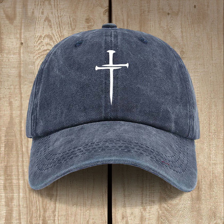Christianartworkshop Minimalist Three Nails Cross Hat: Simplicity Meets Salvation - Navy Blue - image 2