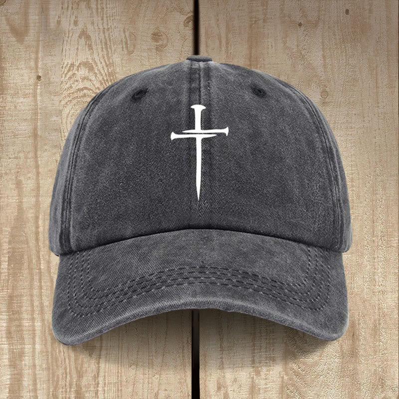 Christianartworkshop Minimalist Three Nails Cross Hat: Simplicity Meets Salvation - Black - image 1