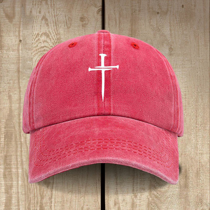 Christianartworkshop Minimalist Three Nails Cross Hat: Simplicity Meets Salvation - Orange Red - image 13