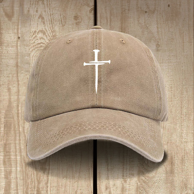 Christianartworkshop Minimalist Three Nails Cross Hat: Simplicity Meets Salvation - Khaki - image 5