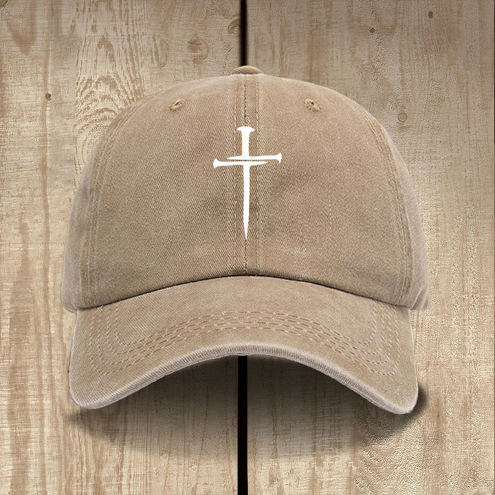Christianartworkshop Minimalist Three Nails Cross Hat: Simplicity Meets Salvation - Khaki - image 5