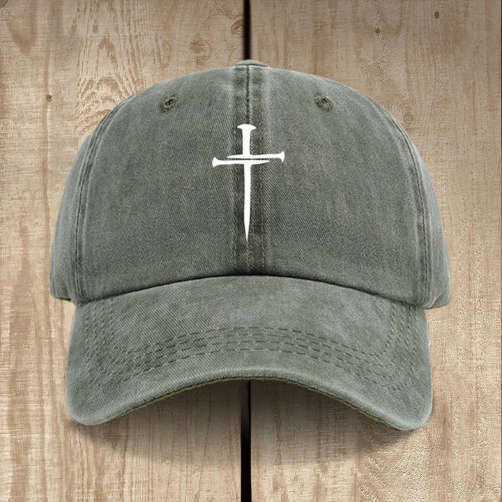 Christianartworkshop Minimalist Three Nails Cross Hat: Simplicity Meets Salvation - Army Green - image 4