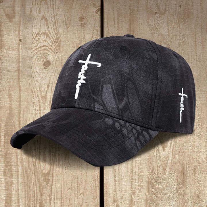 Christianartworkshop Embroidered Faith Cross Baseball Cap: Wear the Armor of Belief - Black - image 4