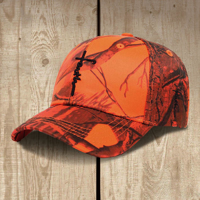 Christianartworkshop Embroidered Faith Cross Baseball Cap: Wear the Armor of Belief - Orange - image 5