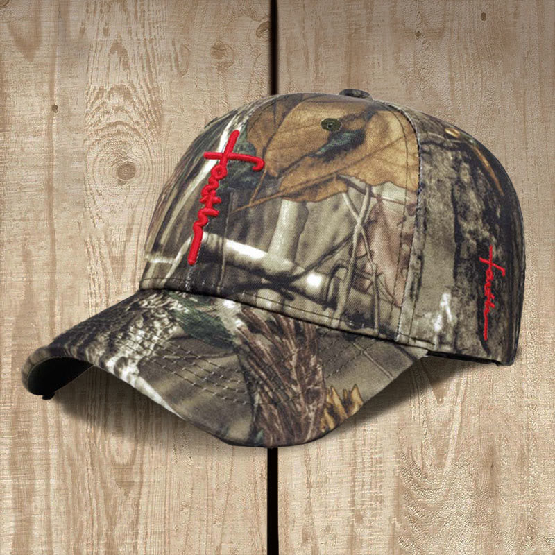 Christianartworkshop Embroidered Faith Cross Baseball Cap: Wear the Armor of Belief - Khaki - image 1