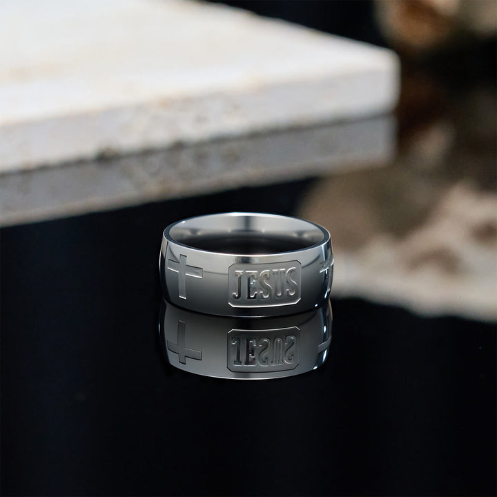 Christianartworkshop Two-tone Golden JESUS & Cross Symbol Blessed Ring - Silver - US10 - image 7