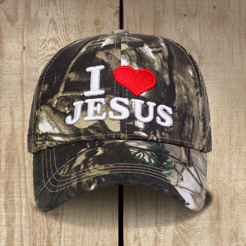 Christianartworkshop I Love Jesus Camo Outdoor Baseball Cap - image 2