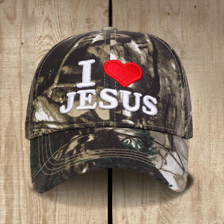 Christianartworkshop I Love Jesus Camo Outdoor Baseball Cap - image 2