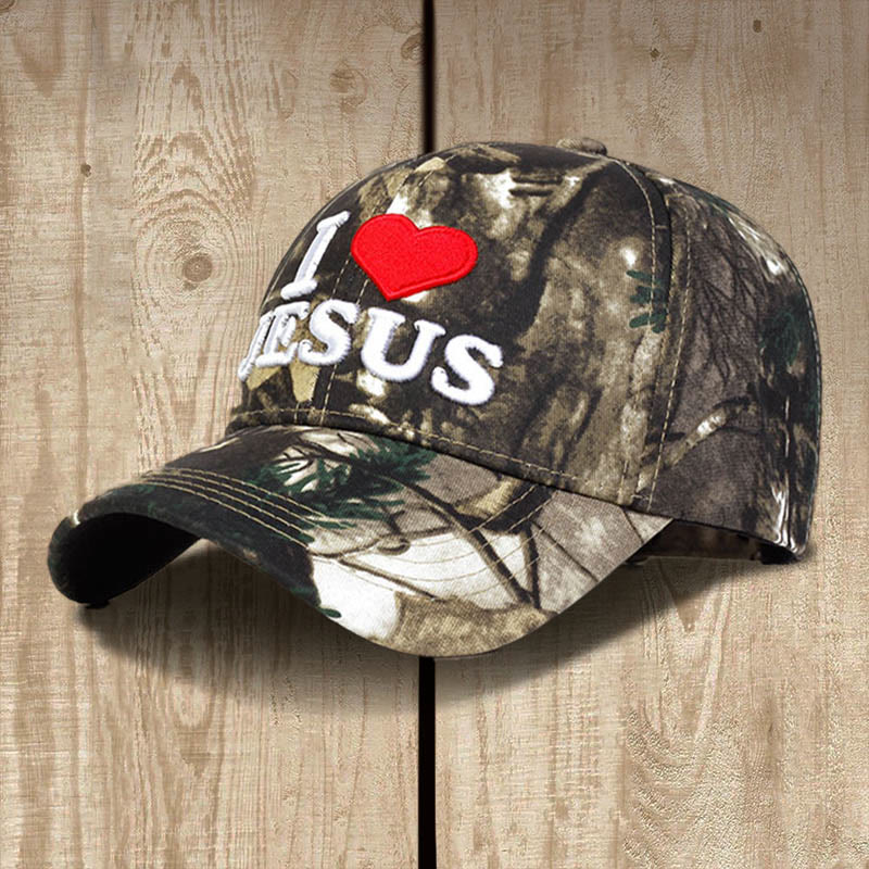 Christianartworkshop I Love Jesus Camo Outdoor Baseball Cap - Camo - image 1