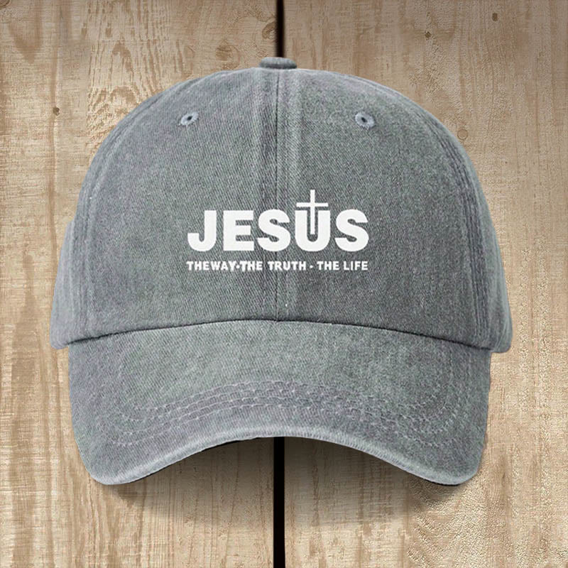 Christianartworkshop Minimalist Jesus The Way The Truth The Life Statement Baseball Cap - Grey - image 2