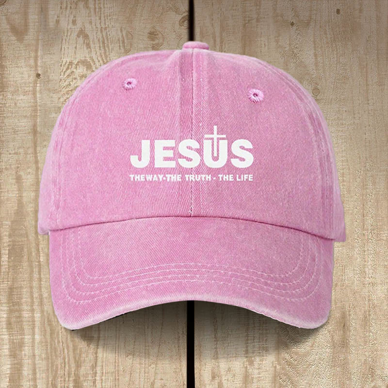 Christianartworkshop Minimalist Jesus The Way The Truth The Life Statement Baseball Cap - Pink - image 4