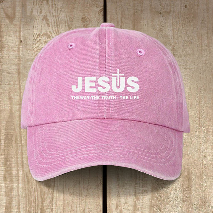 Christianartworkshop Minimalist Jesus The Way The Truth The Life Statement Baseball Cap - Pink - image 4