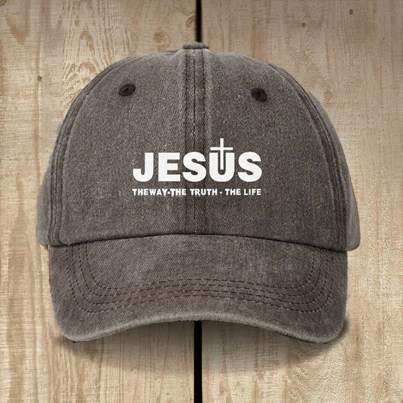 Christianartworkshop Minimalist Jesus The Way The Truth The Life Statement Baseball Cap - Coffee - image 3