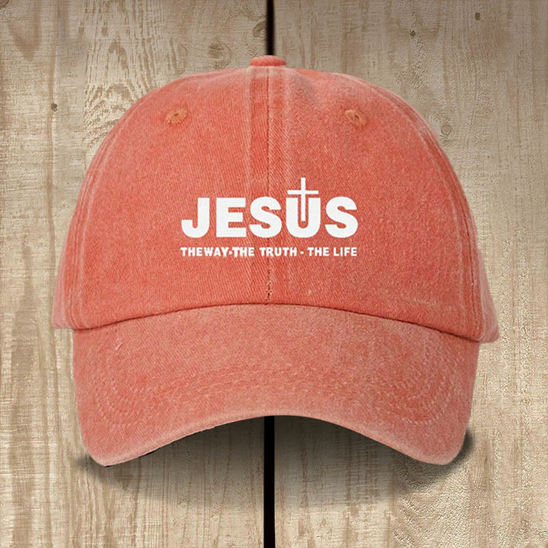 Christianartworkshop Minimalist Jesus The Way The Truth The Life Statement Baseball Cap - Orange Red - image 5