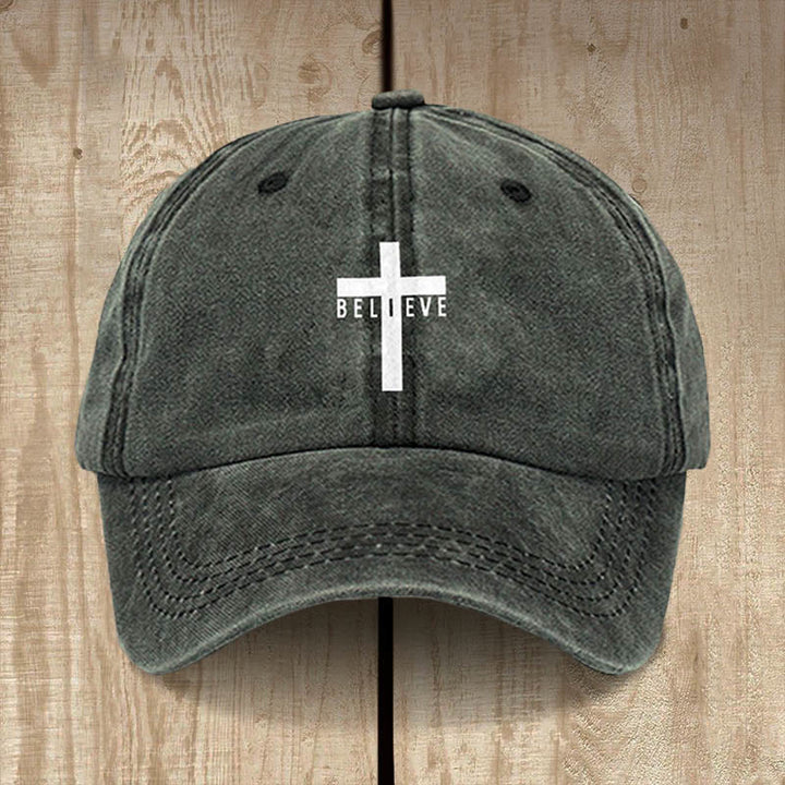 Christianartworkshop Minimalist Believe in Christ Cross Baseball Cap for Everyday Faith - Army Green - image 5
