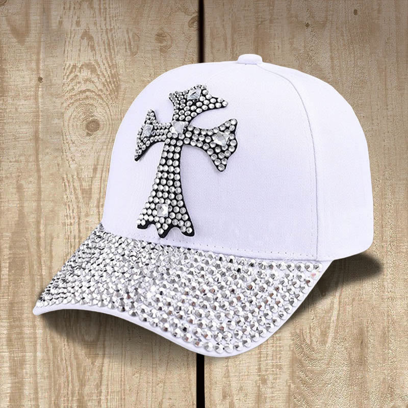 Christianartworkshop Faith Sparkles Crystal Cross Baseball Cap for Glam Believers - White - image 4