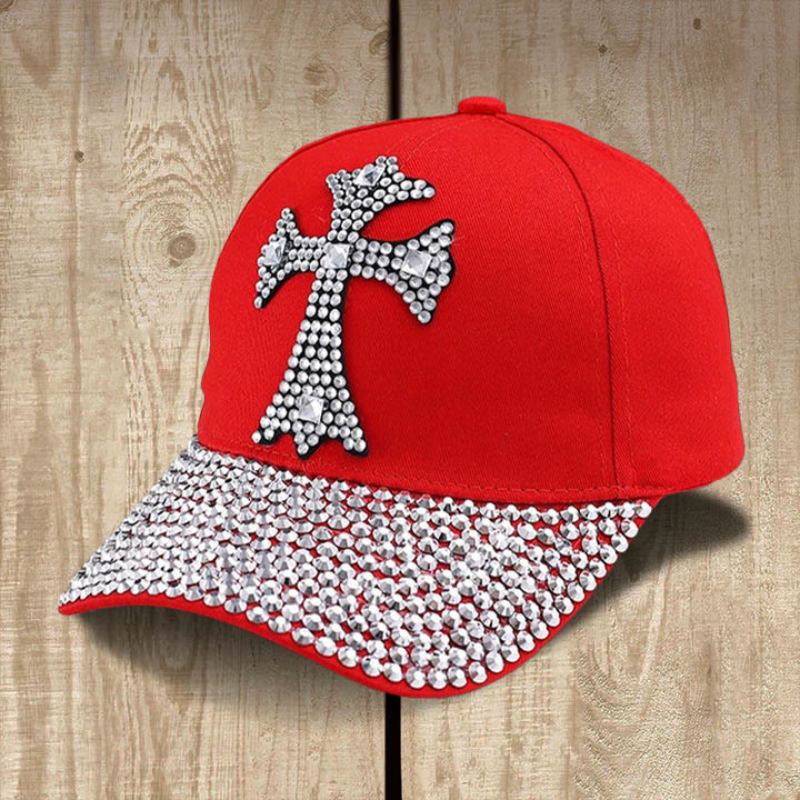 Christianartworkshop Faith Sparkles Crystal Cross Baseball Cap for Glam Believers - Red - image 5
