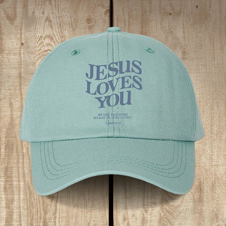 Christianartworkshop Faith-Filled Jesus Loves You Baseball Cap: Wear the Message of His Love - Sky Blue - image 1