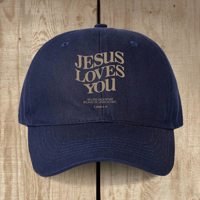 Christianartworkshop Faith-Filled Jesus Loves You Baseball Cap: Wear the Message of His Love - Navy Blue - image 4