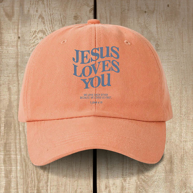 Christianartworkshop Faith-Filled Jesus Loves You Baseball Cap: Wear the Message of His Love - Orange - image 3