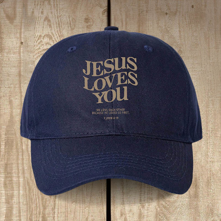 Christianartworkshop Faith-Filled Jesus Loves You Baseball Cap: Wear the Message of His Love - Navy Blue - image 2