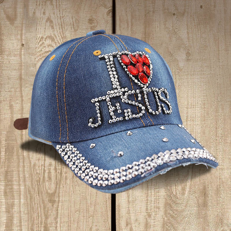 Christianartworkshop I Love Jesus Baseball Cap for Devoted Hearts: Radiate Love for Christ - Dark Denim Blue - image 3