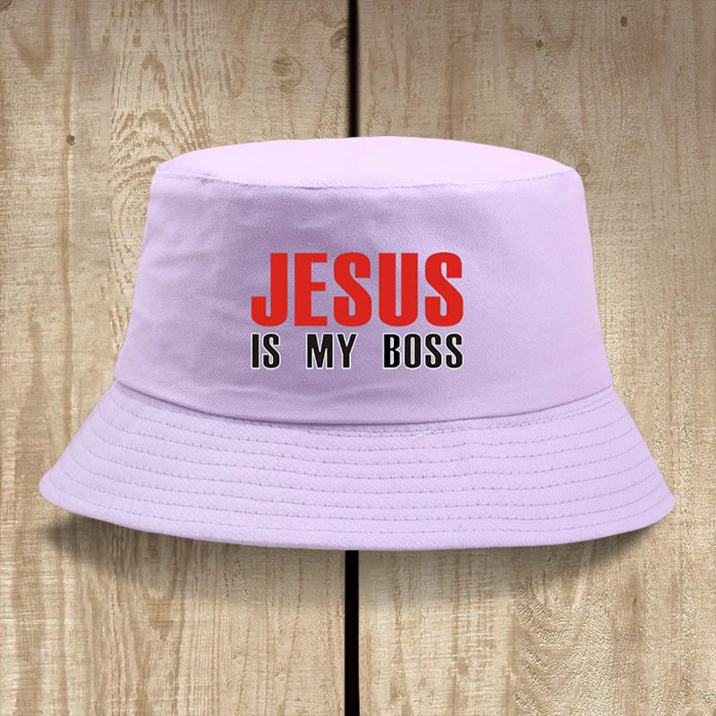 Christianartworkshop Jesus Is My Boss Bucket Cap: Walk in Faith with Bold Confidence - Light Purple - image 8
