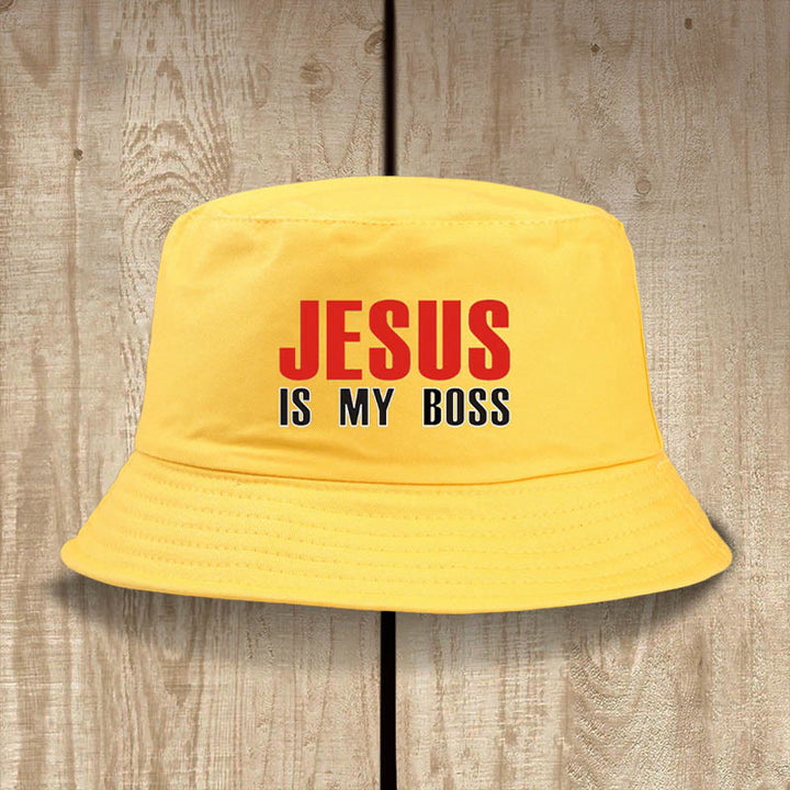 Christianartworkshop Jesus Is My Boss Bucket Cap: Walk in Faith with Bold Confidence - Yellow - image 10