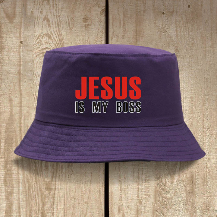 Christianartworkshop Jesus Is My Boss Bucket Cap: Walk in Faith with Bold Confidence - Purple - image 12