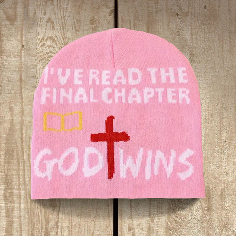 Christianartworkshop Final Chapter Faith Beanie: I Know How It Ends God Wins - Pink - image 2
