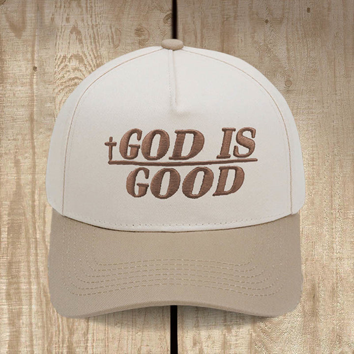 Christianartworkshop God Is Good Two-Tone Baseball Cap: Faith Worn Boldly - Khaki - image 1