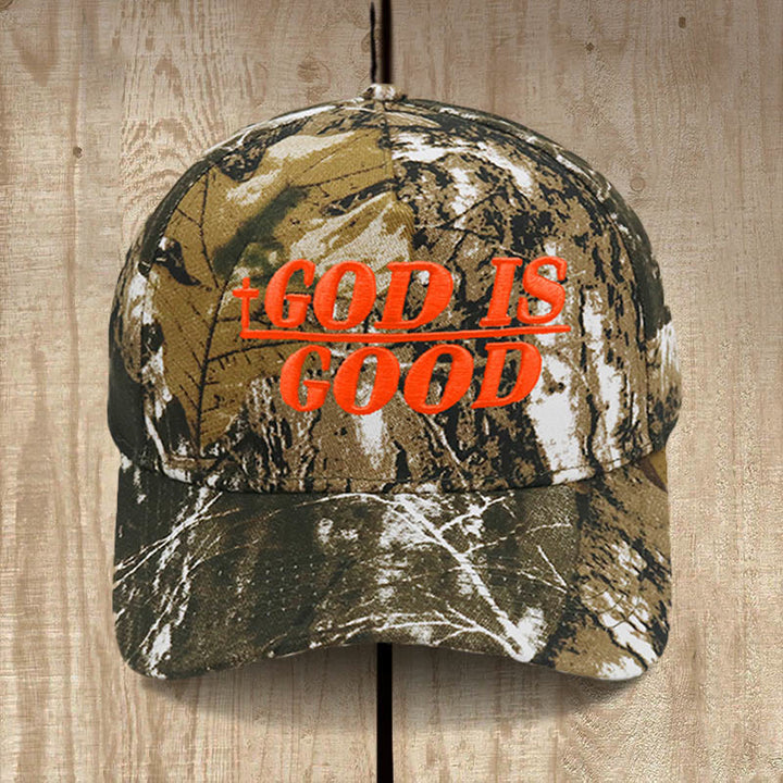 Christianartworkshop God Is Good Two-Tone Baseball Cap: Faith Worn Boldly - Full Camo - image 12