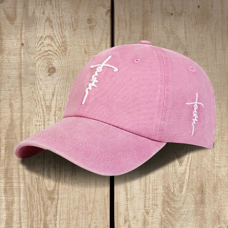 Christianartworkshop Minimalist Faith Cross Baseball Cap: Casual Style with a Powerful Message - Pink - image 2