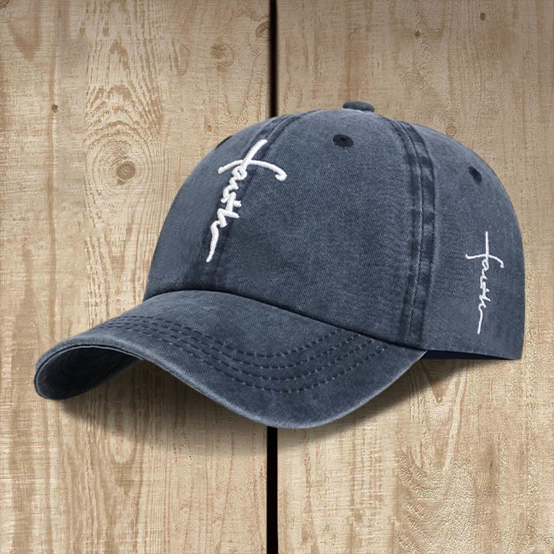 Christianartworkshop Minimalist Faith Cross Baseball Cap: Casual Style with a Powerful Message - Navy Blue - image 3