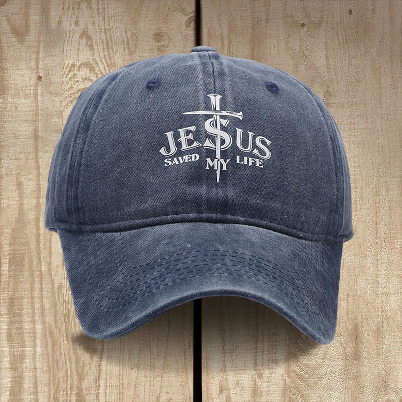 Christianartworkshop Jesus Saved My Life Statement Baseball Cap: Saved by Grace - Navy Blue - image 1