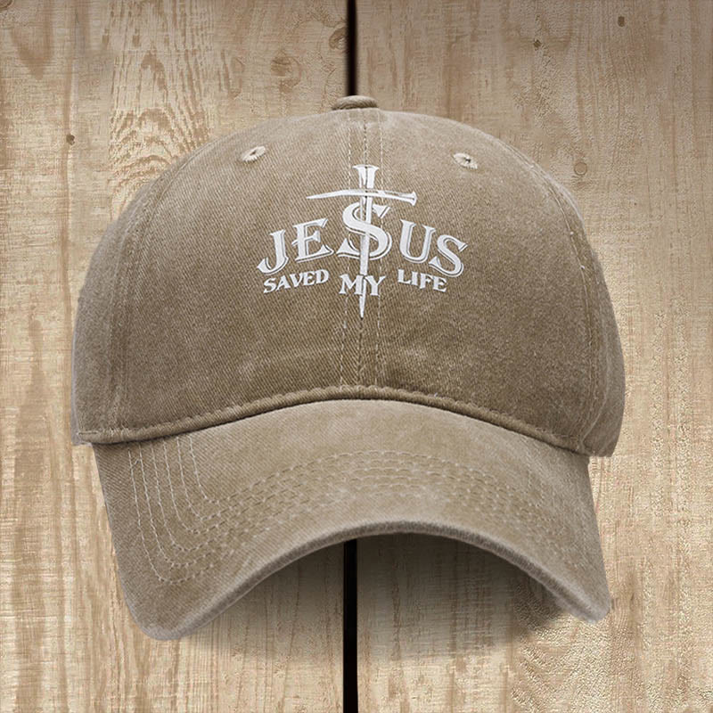 Christianartworkshop Jesus Saved My Life Statement Baseball Cap: Saved by Grace - Khaki - image 9