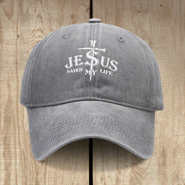 Christianartworkshop Jesus Saved My Life Statement Baseball Cap: Saved by Grace - Grey - image 6
