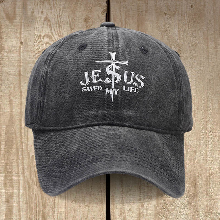 Christianartworkshop Jesus Saved My Life Statement Baseball Cap: Saved by Grace - Black - image 5