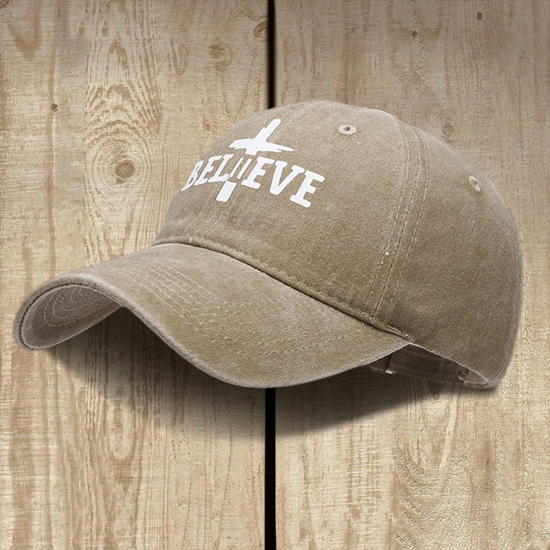 Christianartworkshop Believe in the Cross Baseball Cap: Faith Over Doubt - Khaki - image 8