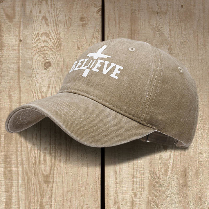 Christianartworkshop Believe in the Cross Baseball Cap: Faith Over Doubt - Khaki - image 6