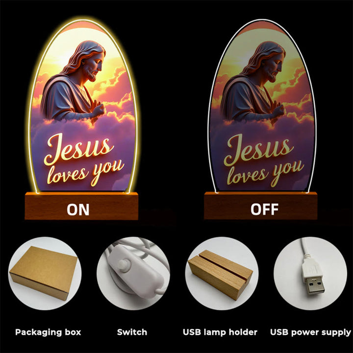 Christianartworkshop Jesus Modern Devotion Colorful Glow Nightlight: Oval Silhouette & Artistic Hues - image 3