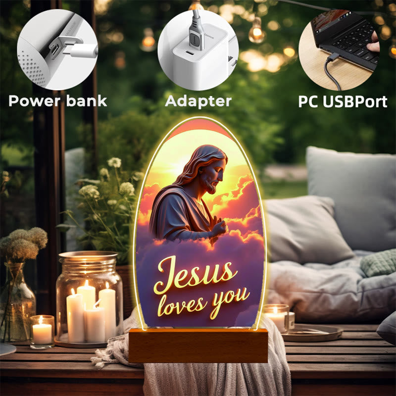 Christianartworkshop Jesus Modern Devotion Colorful Glow Nightlight: Oval Silhouette & Artistic Hues - image 2