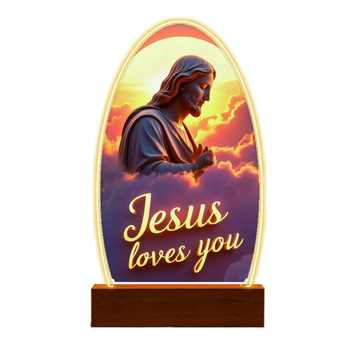 Christianartworkshop Jesus Modern Devotion Colorful Glow Nightlight: Oval Silhouette & Artistic Hues - image 4