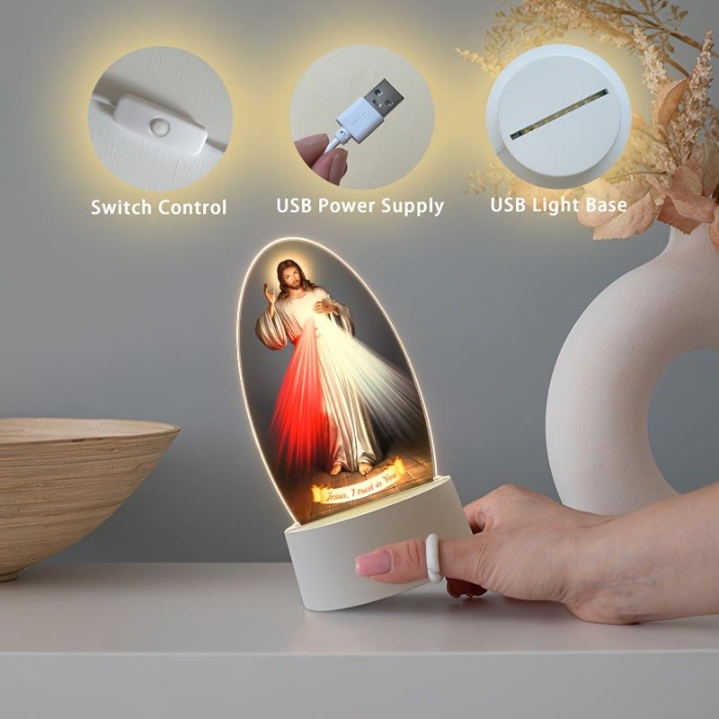 Christianartworkshop Daily Blessing Oval Holy Scenes Night Light: Glowing Halo & Holy Icons - image 8