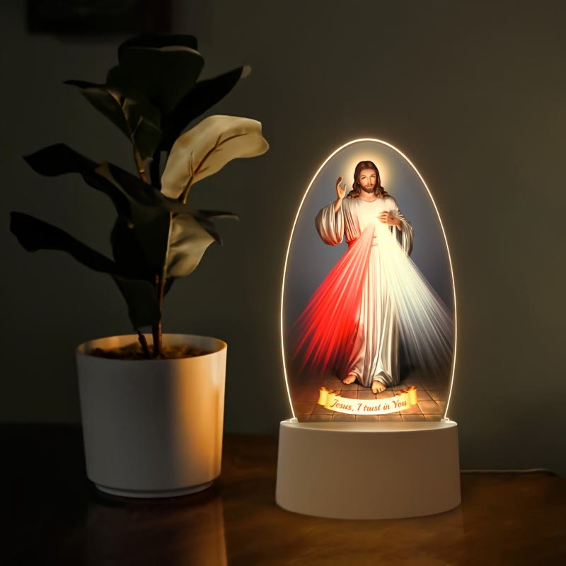 Christianartworkshop Daily Blessing Oval Holy Scenes Night Light: Glowing Halo & Holy Icons - A - image 1